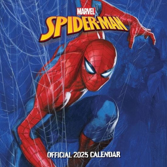 CurePink Oficiální nástěnný kalendář 2025 Marvel: Spiderman s plakátem (SQ 30,5 x 30,5|61 cm)