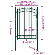 Vidaxl Plotová branka s hroty ocel 100 x 150 cm zelená
