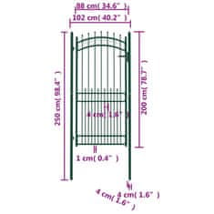 Vidaxl Plotová branka s hroty ocel 100 x 200 cm zelená