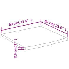 Vidaxl Koupelnová deska 60x60x2,5 cm čtvercová masivní akáciové dřevo