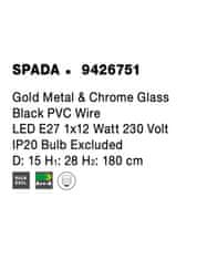 Nova Luce NOVA LUCE závěsné svítidlo SPADA zlatý kov a chromové sklo černý PVC kabel E27 1x12W 230V IP20 bez žárovky 9426751