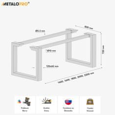 MetaloPro Eta Epox Extreme – Obdélníková Kovová Noha, Práškový Lak, Robustní Průmyslový Design - 140x80x72cm