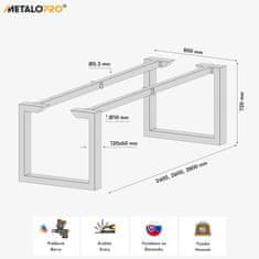 MetaloPro Eta Epox Extreme – Obdélníková Kovová Noha, Práškový Lak, Robustní Průmyslový Design - 240x80x72cm