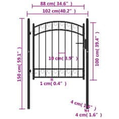 Vidaxl Zahradní branka s obloukem ocelová 100 x 100 cm černá