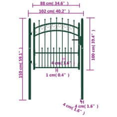 Vidaxl Plotová branka s hroty ocel 100 x 100 cm zelená