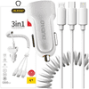 DUDAO DUDAO SET NABÍJEČKA DO AUTA 2X USB 2.4A + KABEL USB KABEL 3V1 LIGHTNING / TYPE C / MICRO USB BÍLÝ (R7 BÍLÝ)