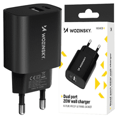 WOZINSKY WOZINSKY WGWCB USB-A USB-C 20W NÁSTĚNNÁ NABÍJEČKA - ČERNÁ