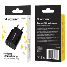 WOZINSKY WOZINSKY WGWCB USB-A USB-C 20W NÁSTĚNNÁ NABÍJEČKA - ČERNÁ