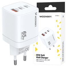 WOZINSKY WOZINSKY CGWCW 65W USB-A / 2 X USB-C GAN NÁSTĚNNÁ NABÍJEČKA - BÍLÁ