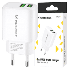 WOZINSKY WOZINSKY CUWCW 2.4A 2 X USB-A NÁSTĚNNÁ NABÍJEČKA - BÍLÁ