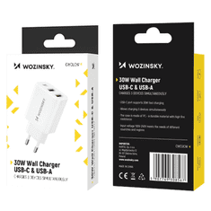 WOZINSKY WOZINSKY CWCUCW 30W USB-C / 2 X USB-A NÁSTĚNNÁ NABÍJEČKA - BÍLÁ