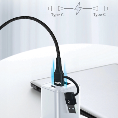 WOZINSKY WOZINSKY WNBAA 4V1 KABEL 2X USB-C 1X USB-A 1X LIGHTNING 60W 1 M - ČERNÝ