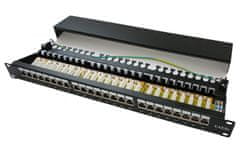 XtendLan Patch panel 19", 24 portů, stíněný, Cat5e, dual, 2xAu, s LED vyhledáváním