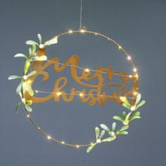 ACA ACA Lighting Vánoční závěsná dekorace kruh MERRY CHRISTMAS 40 LED teplá bílá na baterie 2xAA IP20 40cm X13401125