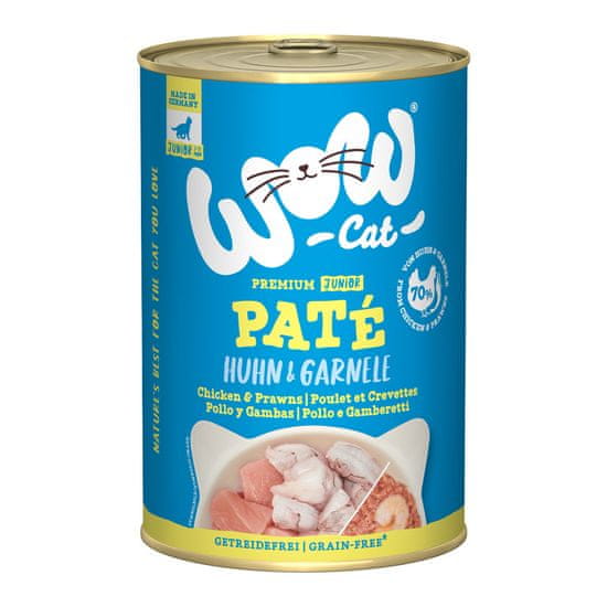 WOW Cat konzerva Paté Kuře s krevetami Kitten/Junior 400g