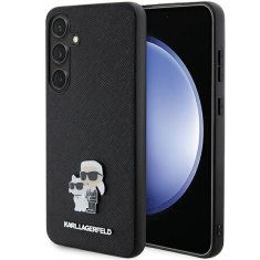 Karl Lagerfeld Originální kryt KARL LAGERFELD hardcase Saffiano Karl & Choupette Metal Pin KLHCS24SPSAKCMPK pro Samsung Galaxy S24 , barva černá