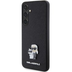 Karl Lagerfeld Originální kryt KARL LAGERFELD hardcase Saffiano Karl & Choupette Metal Pin KLHCS24SPSAKCMPK pro Samsung Galaxy S24 , barva černá