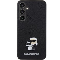 Karl Lagerfeld Originální kryt KARL LAGERFELD hardcase Saffiano Karl & Choupette Metal Pin KLHCS24SPSAKCMPK pro Samsung Galaxy S24 , barva černá