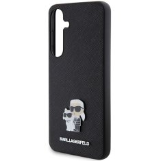 Karl Lagerfeld Originální kryt KARL LAGERFELD hardcase Saffiano Karl & Choupette Metal Pin KLHCS24SPSAKCMPK pro Samsung Galaxy S24 , barva černá