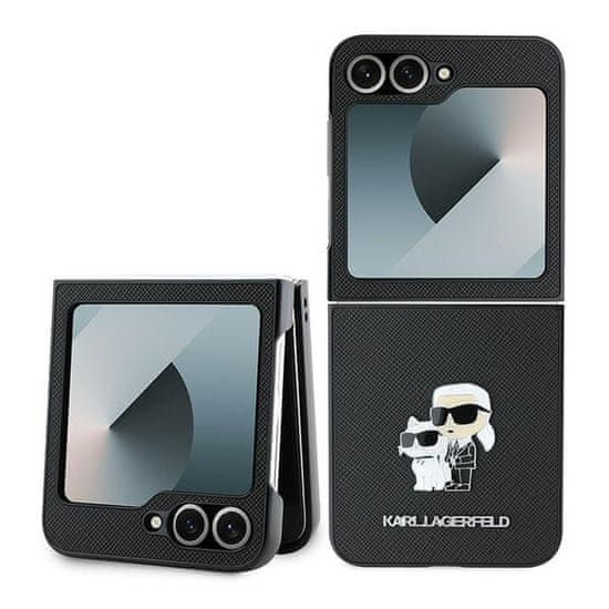 Karl Lagerfeld Originální kryt KARL LAGERFELD Saffiano Metal Pin KLHCZF6SAPKCNPK pro Samsung Galaxy Z Flip 6 , barva černá