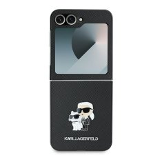 Karl Lagerfeld Originální kryt KARL LAGERFELD Saffiano Metal Pin KLHCZF6SAPKCNPK pro Samsung Galaxy Z Flip 6 , barva černá