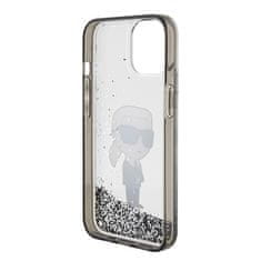 Karl Lagerfeld hard silikonový obal iPhone 15 6.1" Transparentní Liquid Glitter Ikonik