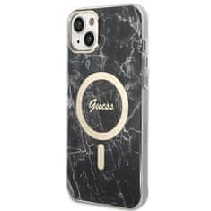 Guess GUBPP14MHMEACSK sada nabíječky MagSafe a pouzdra na iPhone 14 PLUS 6.7" black Marble MagSafe