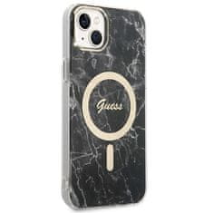 Guess GUBPP14MHMEACSK sada nabíječky MagSafe a pouzdra na iPhone 14 PLUS 6.7" black Marble MagSafe