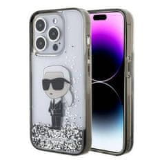 Karl Lagerfeld hard silikonový obal iPhone 15 PRO MAX 6.7" Transparentní Liquid Glitter Iconik