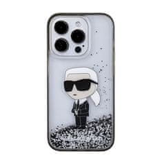 Karl Lagerfeld hard silikonový obal iPhone 15 PRO MAX 6.7" Transparentní Liquid Glitter Iconik