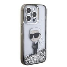 Karl Lagerfeld hard silikonový obal iPhone 15 PRO MAX 6.7" Transparentní Liquid Glitter Iconik