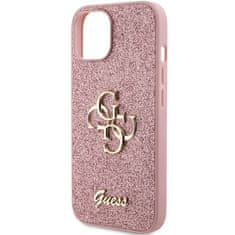 Guess hard kryt na iPhone 15 PLUS 6.7" Pink Glitter Script Big 4G