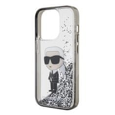 Karl Lagerfeld hard silikonový obal iPhone 15 PRO MAX 6.7" Transparentní Liquid Glitter Iconik