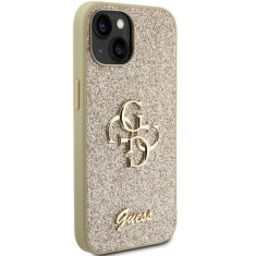 Guess hard kryt na iPhone 15 PLUS 6.7" Gold Glitter Script Big 4G