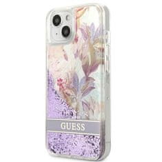 Guess GUHCP13SLFLSU hard silikonové pouzdro iPhone 13 Mini 5.4" purple Flower Liquid Glitter