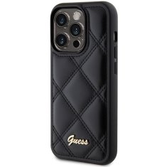 Guess hard obal na iPhone 15 PRO 6.1" Black Quilted Metal Logo