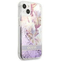 Guess GUHCP13SLFLSU hard silikonové pouzdro iPhone 13 Mini 5.4" purple Flower Liquid Glitter