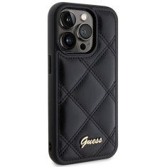 Guess hard obal na iPhone 15 PRO 6.1" Black Quilted Metal Logo