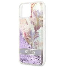 Guess GUHCP13SLFLSU hard silikonové pouzdro iPhone 13 Mini 5.4" purple Flower Liquid Glitter