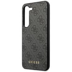 Guess GUHCS23SG4GFGR hard silikonové pouzdro Samsung Galaxy S23 5G grey 4G Metal Gold Logo