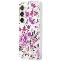 Guess GUHCS23SHCFWST hard silikonové pouzdro Samsung Galaxy S23 5G white Flower Collection