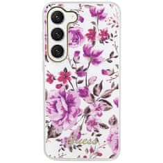 Guess GUHCS23SHCFWST hard silikonové pouzdro Samsung Galaxy S23 5G white Flower Collection