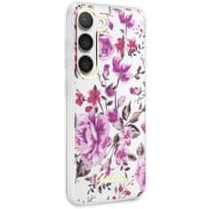 Guess GUHCS23SHCFWST hard silikonové pouzdro Samsung Galaxy S23 5G white Flower Collection