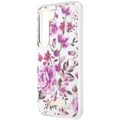 Guess GUHCS23SHCFWST hard silikonové pouzdro Samsung Galaxy S23 5G white Flower Collection