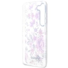 Guess GUHCS23SHCFWST hard silikonové pouzdro Samsung Galaxy S23 5G white Flower Collection