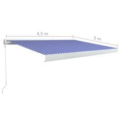 Vidaxl Kazetová markýza s ručním ovládáním 450 x 300 cm modro-bílá