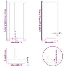 Vidaxl Nohy barového stolku ve tvaru T 2 ks 50x35x(90-91) cm ocel