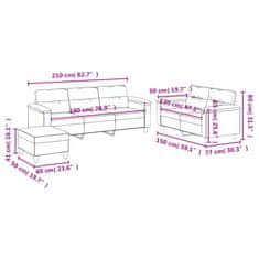 Vidaxl 3dílná sedací souprava s poduškami krémová mikrovlákno