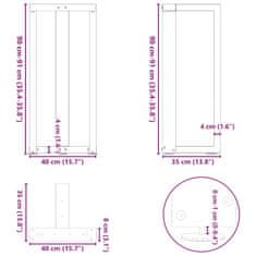 Vidaxl Nohy barového stolku ve tvaru T 2 ks černé 40x35x(90-91) cm