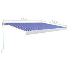 Vidaxl Kazetová markýza na ruční ovládání 350 x 250 cm modro-bílá